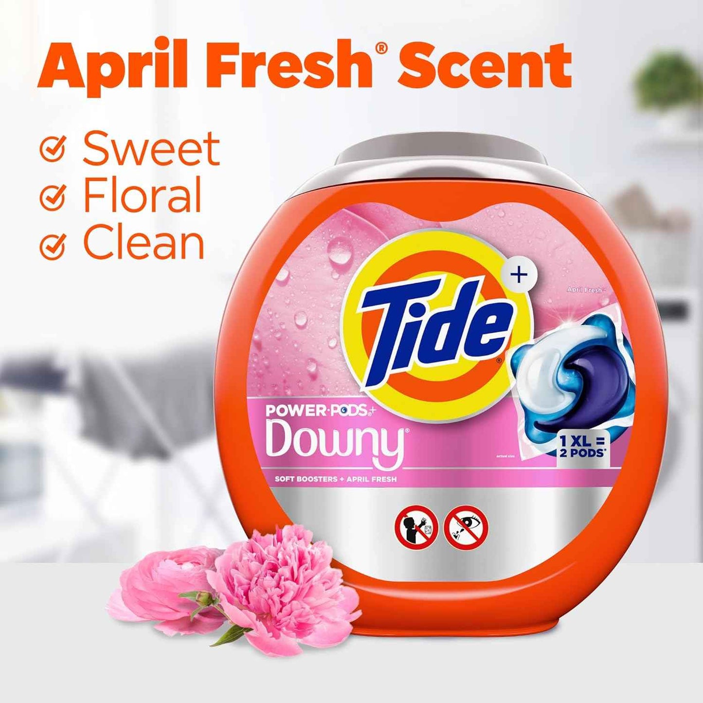Tide Power PODs + Downy Laundry Detergent Pods, Soft Boosters + April Fresh