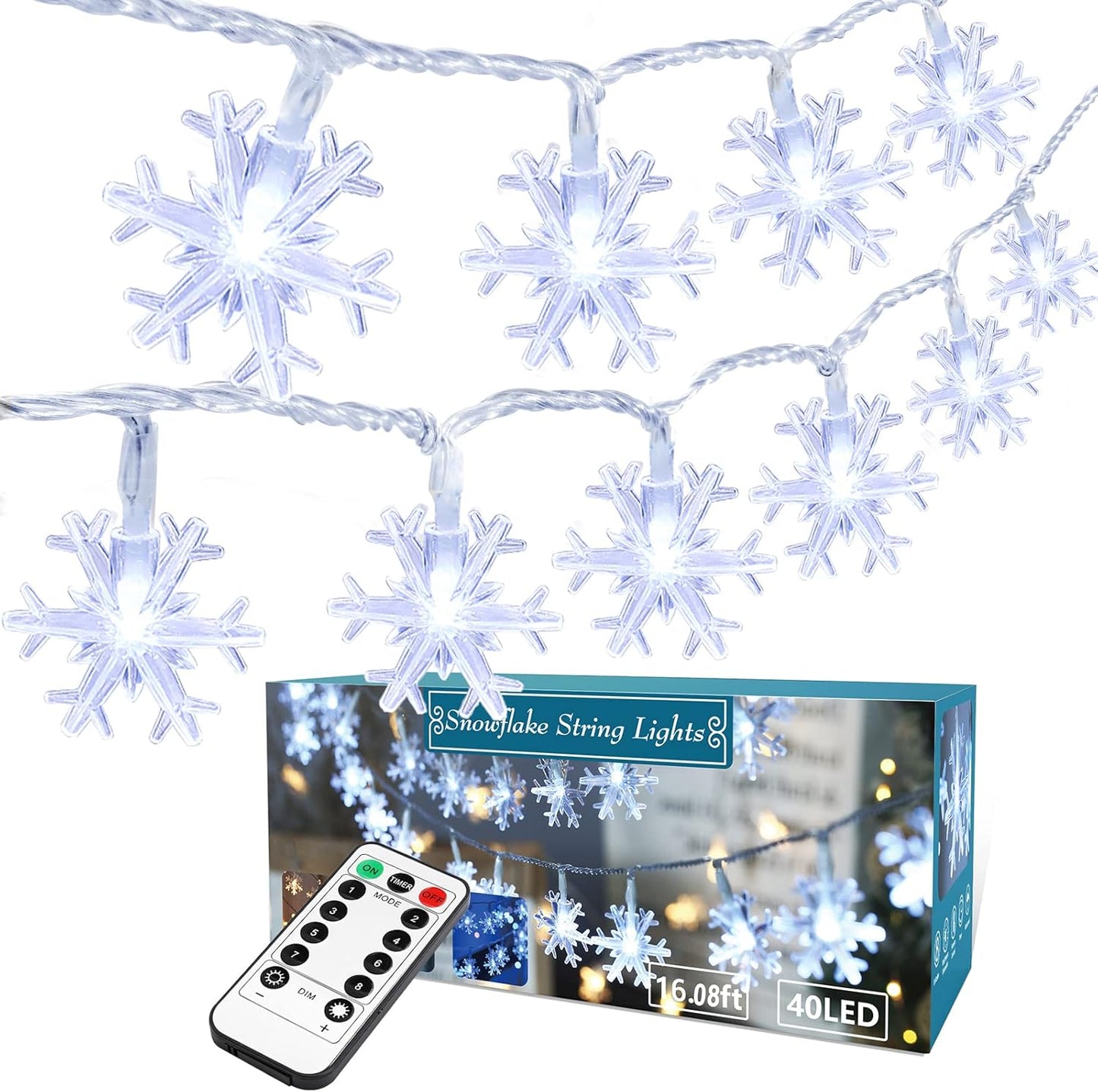 BrizLabs_White_Snowflake_Christmas_String_Lights,_16.08ft_40_LED_Christmas_Lights_with_Remote,_Snowflake_String_Light_Battery_Operated,_8_Modes_Xmas_Tree_Light_Waterproof_for_Outdoor_Indoor_Decoration