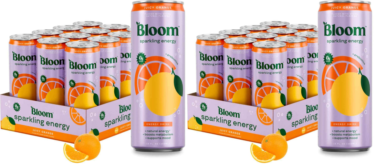 Bloom Nutrition Sparkling Energy Drink - Natural Caffeine, Zero Sugar, 180mg - Antioxidant-Rich with Green Coffee Bean, Green Tea Extract, Prebiotics