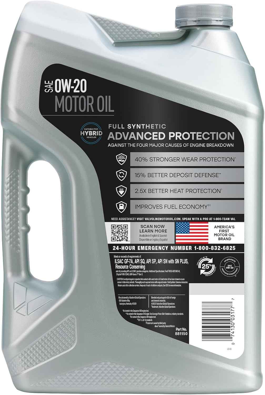 Valvoline Advanced Full Synthetic SAE 0W-20 Motor Oil 5 QT