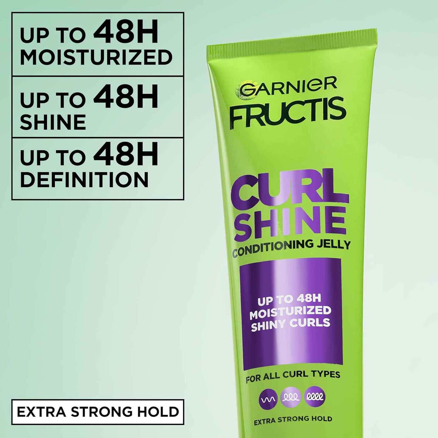 Garnier Fructis Curl Shine Conditioning Hair Gel, Frizz Control for Curly, Wavy, and Coily Hair, Extra Strong Hold for Up to 48 HRs of Bouncy, Moisturized Curls, 5.1 Fl Oz