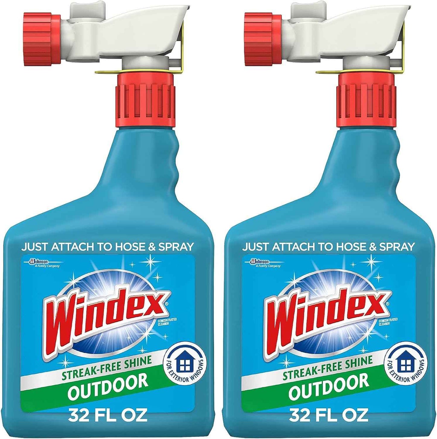 Windex Outdoor Window and Glass Cleaner for Hose Ammonia Free, Concentrated Formula for Deep Outdoor Clean, Patio Cleaner, Compatible With All Hoses, 32 Fl Oz