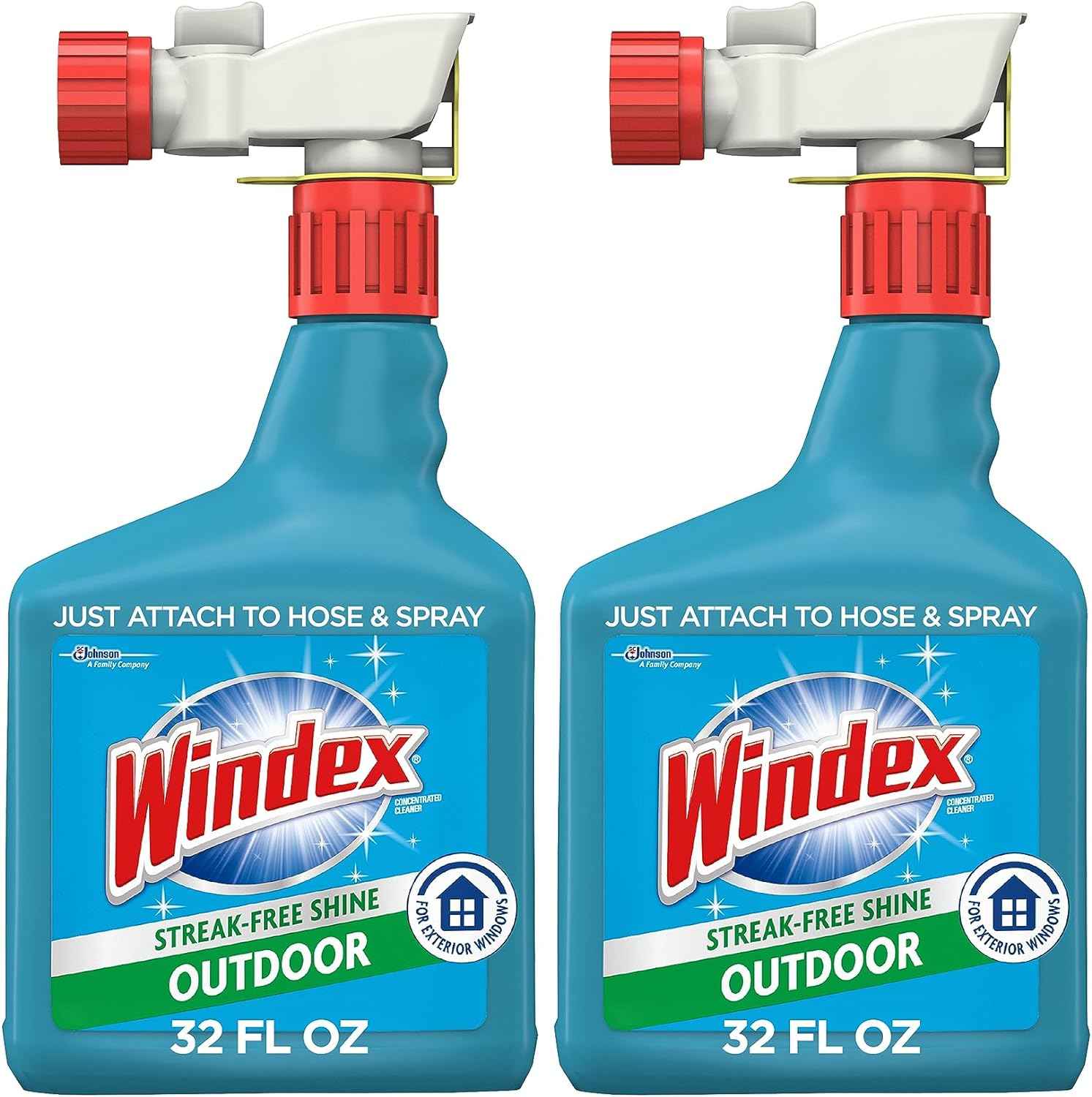 Windex Outdoor Window and Glass Cleaner for Hose Ammonia Free, Concentrated Formula for Deep Outdoor Clean, Patio Cleaner, Compatible With All Hoses, 32 Fl Oz