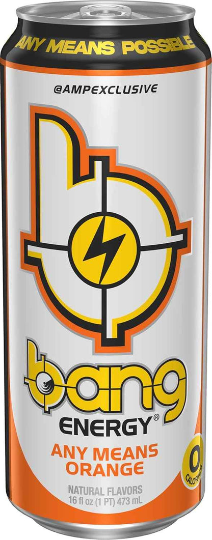 Bang Energy Any Means Orange, Sugar-Free Energy Drink, 16-Ounce | Pack of 12