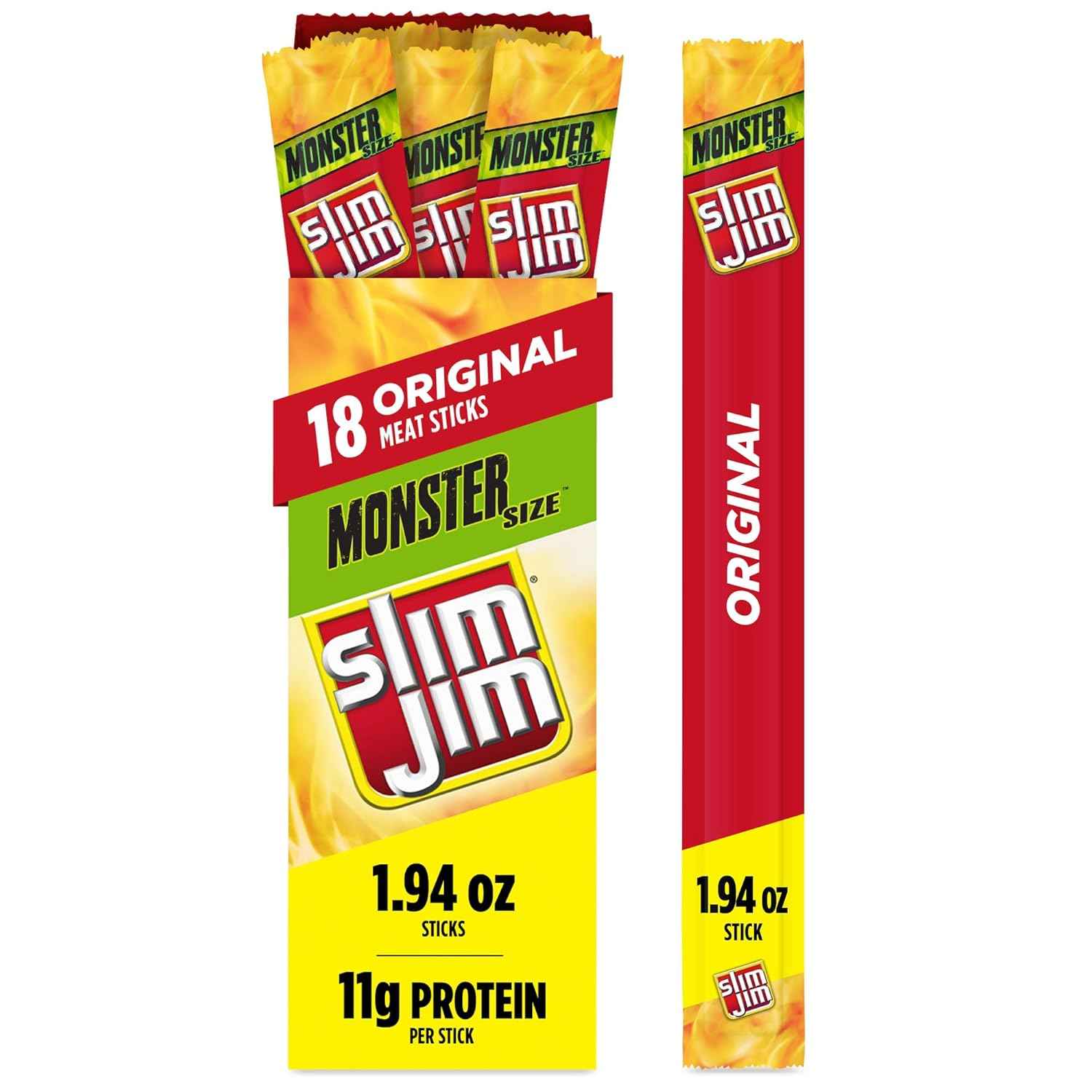 Slim Jim Monster Smoked Meat Sticks, High Protein, Father's Day Snack Gift for Dad