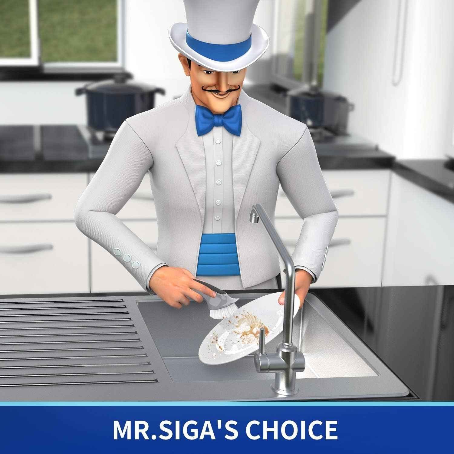 MR.SIGA Pot and Pan Cleaning Brush, Dish Brush for Kitchen, Pack of 2
