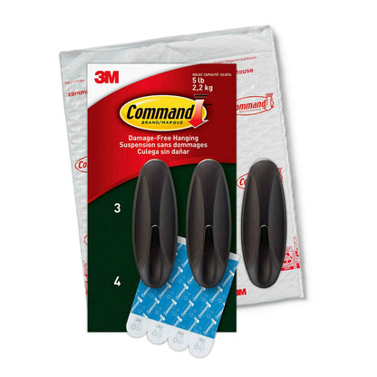 Command Outdoor Large Bronze Hooks, Holds 5 lb, Damage-Free, Weather Resistant for Hanging Decor