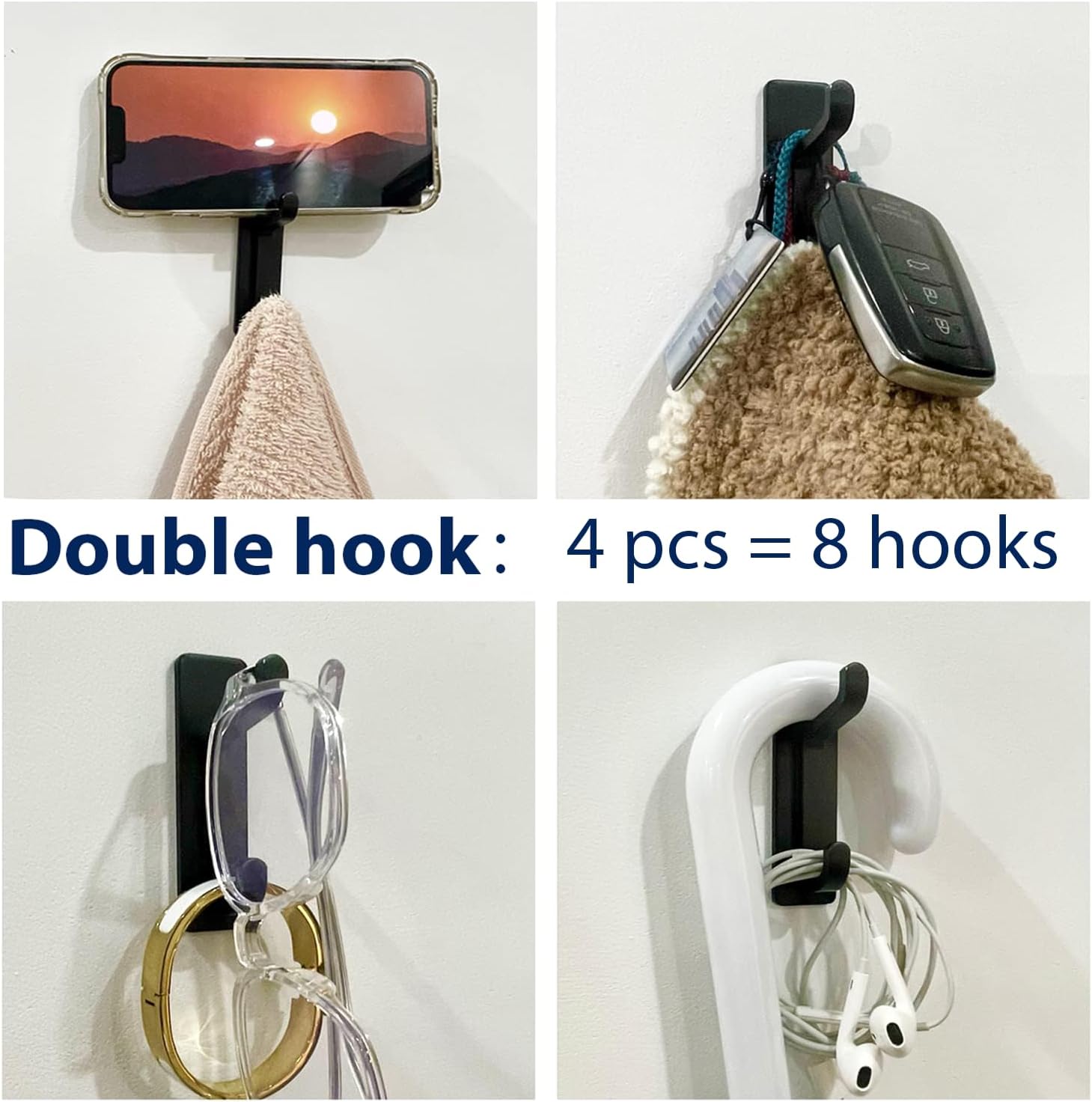 Wall_Hooks_for_Coat_and_Towel:_13LB_Adhesive_Door_Hanger_Stick_on,_Black_4_Pack