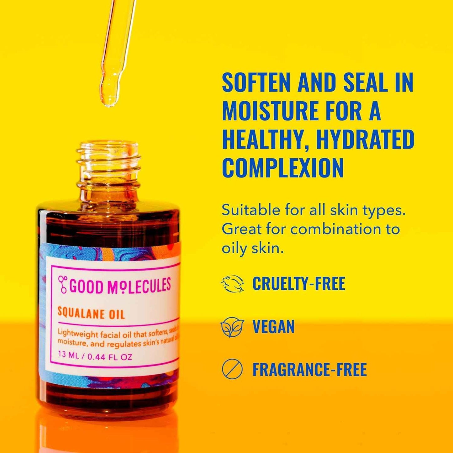 Good Molecules Squalane Oil - 100% Natural Squalane Oil Non-Greasy Moisturizer for Face, Skin, and Hair - Skin Firming, Ultra Hydrating Facial Skin Care