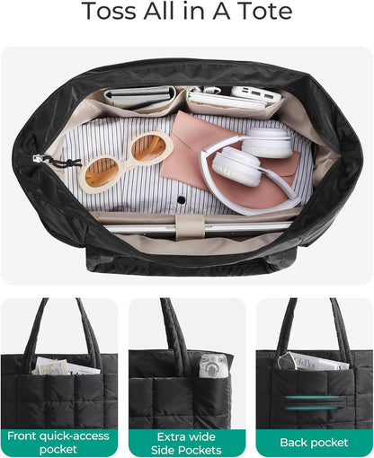 BAGSMART_Expandable_Tote_Bag_for_Women,_Puffer_Work_Tote_Handbag,_Quilted_Carry_On_Bag_for_Travel_Gym