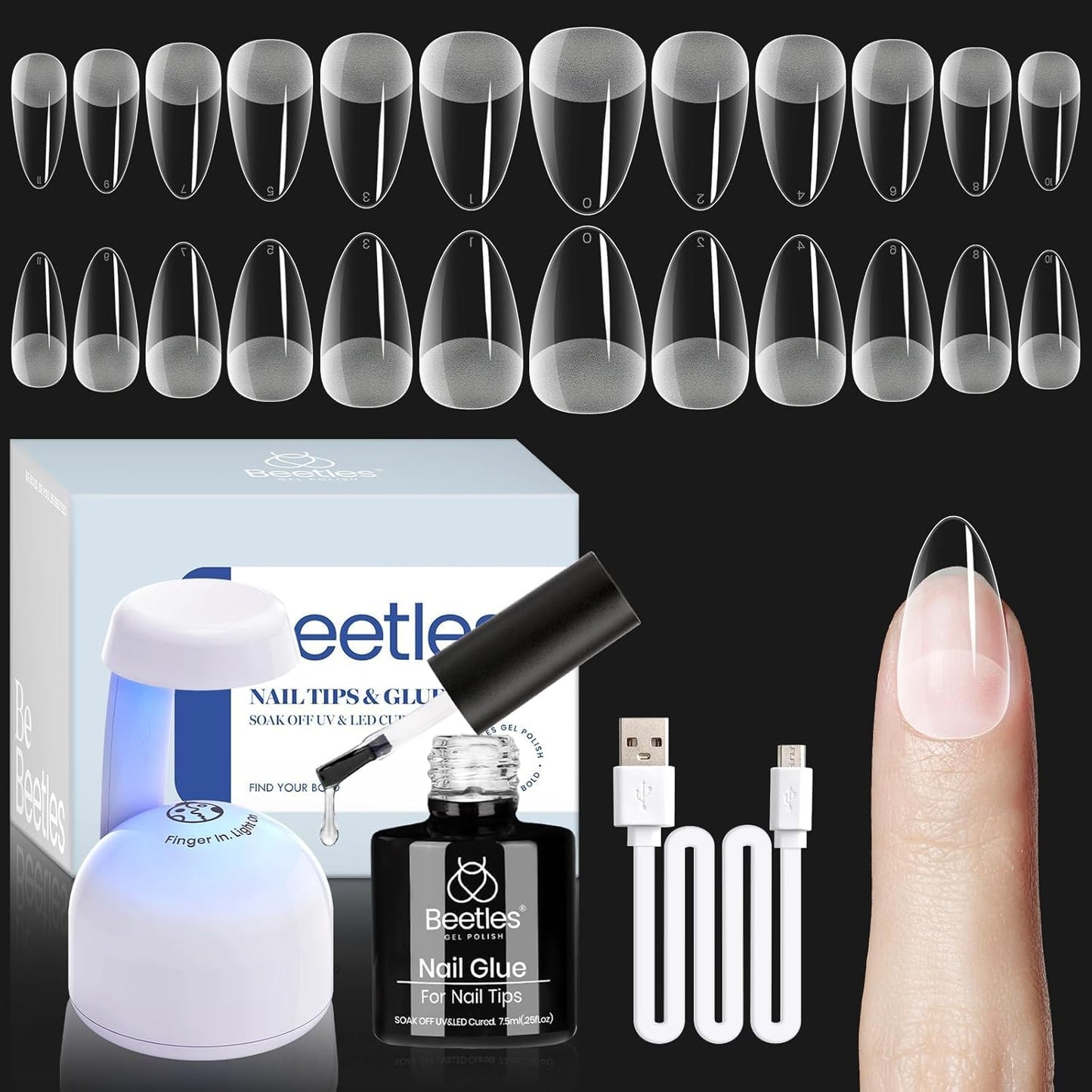 Beetles_Gel_Nail_Kit_Etch-X,_Almond_Short,_504pcs_12_Sizes_Nail_tips,_with_9_in_1_Nail_Glue_Mini_LED_Light,_Acrylic_Half_Matte_Tips_Press_On_Nail,_Extension_DIY_Set_at_Home,_Gift_for_Women_&_Girls