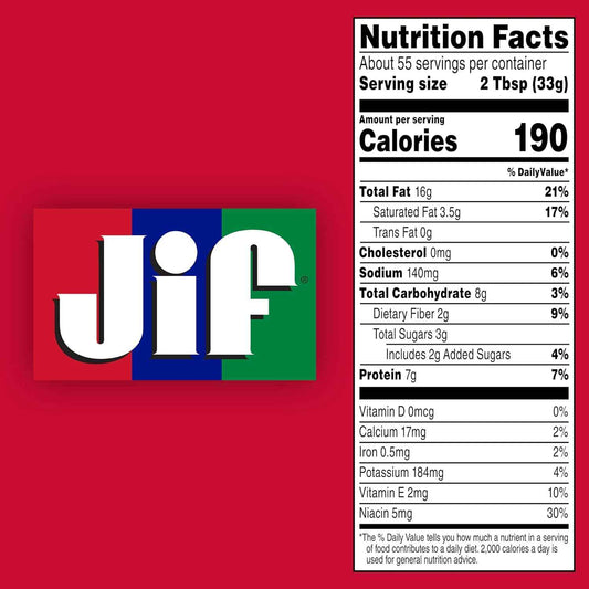 Jif Creamy Peanut Butter/ Dark Roast Creamy Peanut Butter/ Extra Crunchy/ Chocolate Peanut Butter