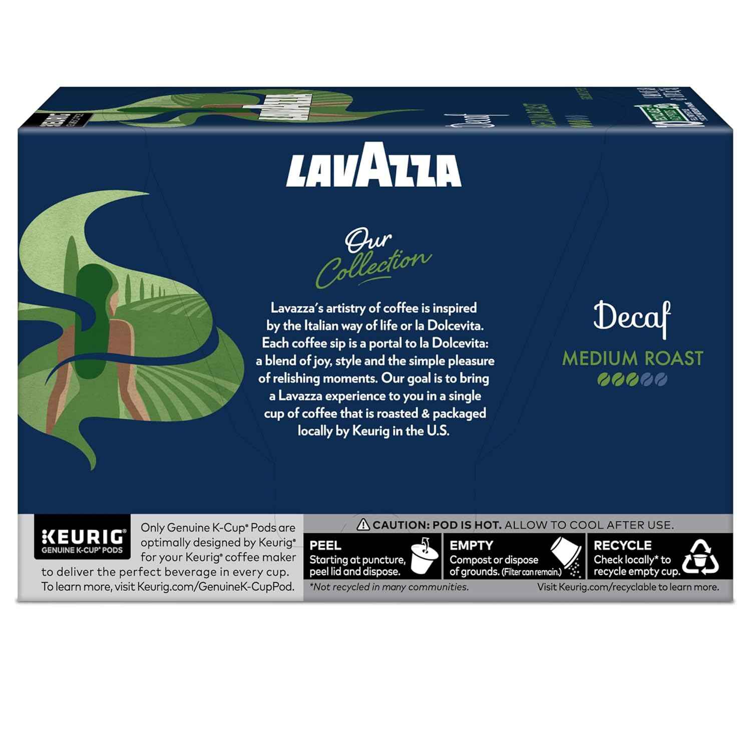 Lavazza Decaf, Single-Serve Keurig K-Cup Pods, Medium Roast Coffee