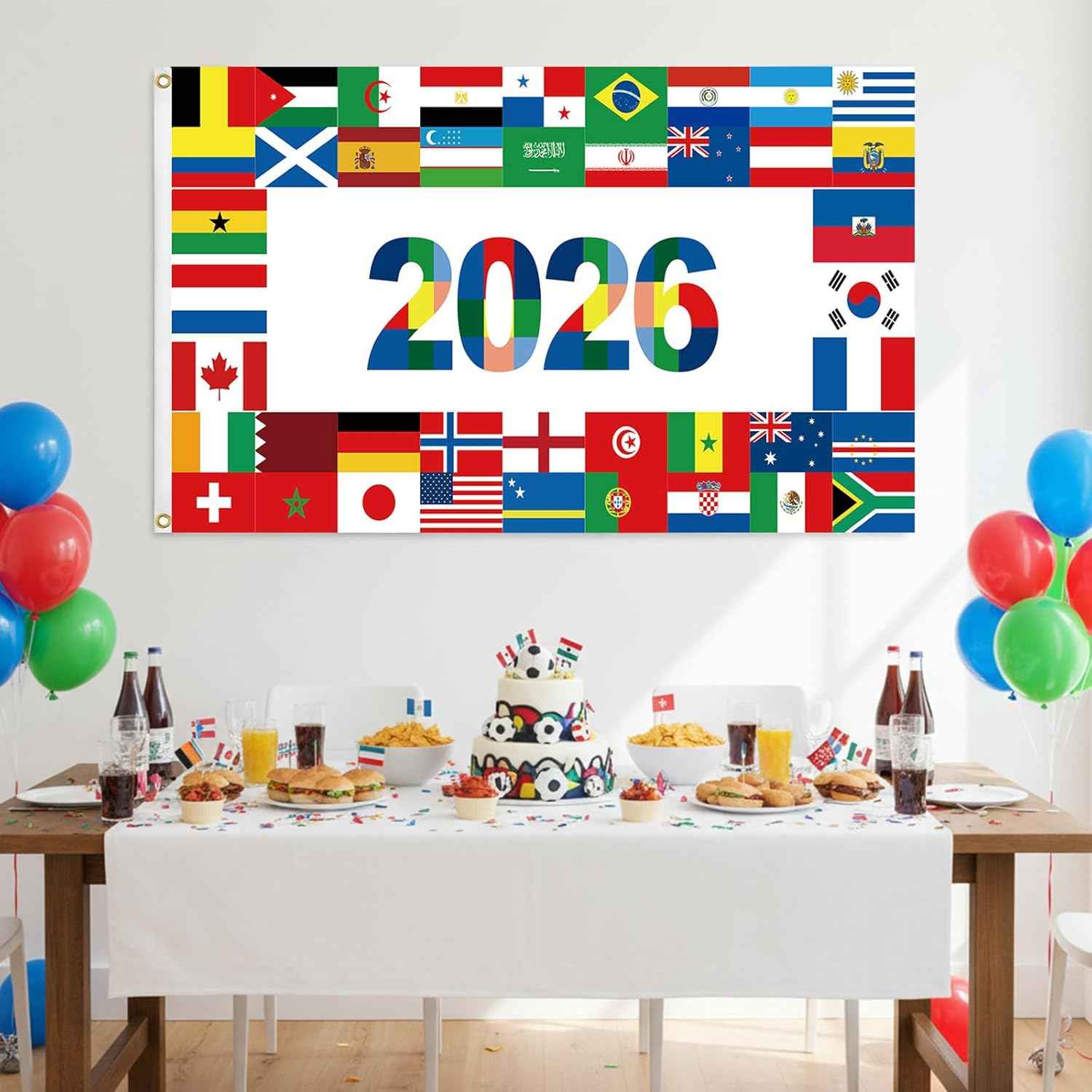 World Cup Flag 2026 International Country Flag&Trophy Showcase Decorations Football Supporters Banner,Soccer Merchandise Accessories,Great Soccer Fans Gifts,59x35in Yard Sign Garden Outdoor Flag