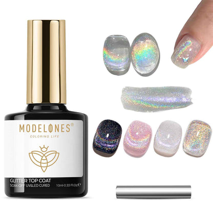 modelones Gel Top Coat, 15ml No Wipe Gel Nail Polish High Gloss Top Coat Shiny Long Lasting Clear Top for Acrylic Nails, Need U V/LED Lamp for Home DIY Gift Spring Easter's Manicure Salon