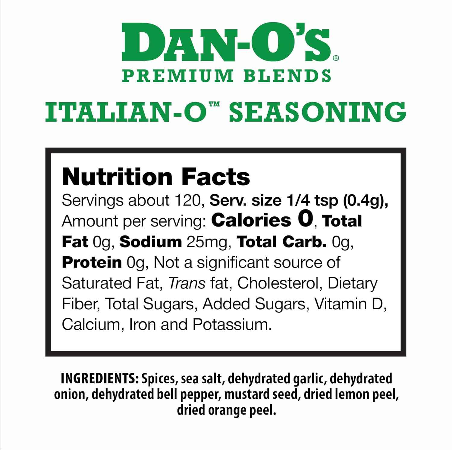 Dan-O's, 1.7 oz Bottle, 2 Pack, for Pasta, Pizza, Salad, Veggies and More, Sugar Free, Zero Calorie, Use this Spice Blend to Craft Meatballs or Pasta Sauce