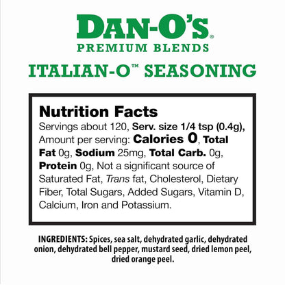 Dan-O's, 1.7 oz Bottle, 2 Pack, for Pasta, Pizza, Salad, Veggies and More, Sugar Free, Zero Calorie, Use this Spice Blend to Craft Meatballs or Pasta Sauce