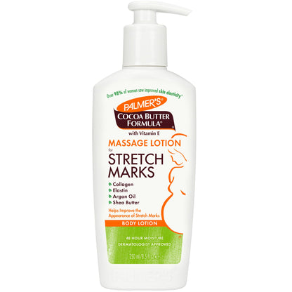 Palmer&amp;#39;s Cocoa Butter Formula Massage Lotion For Stretch Marks, Pregnancy Skin Care, Belly Cream with Collagen, Elastin, Argan OIl and Shea Butter, 8.5 Ounces