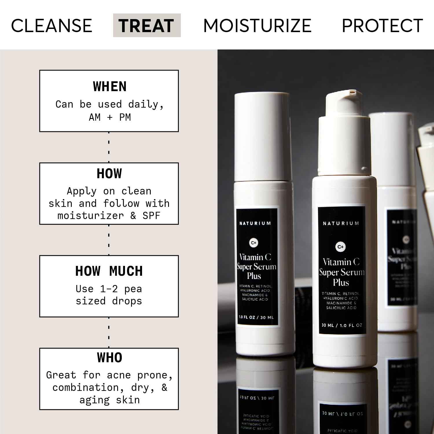 Naturium Vitamin C Super Serum Plus, Smoothing Face Care, plus Retinol, Hyaluronic Acid, Niacinamide & Salicylic Acid