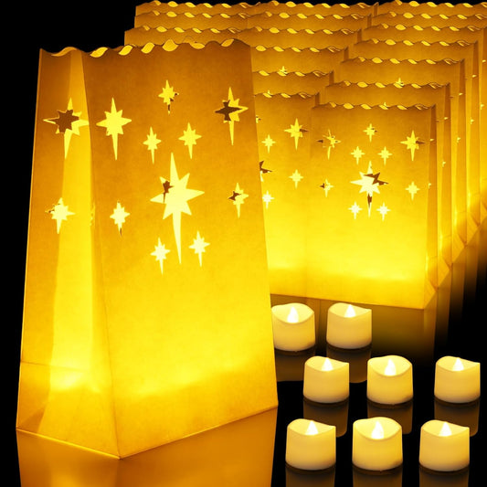 Homemory_Luminary_Bags_with_Flameless_LED_Tealights,_24_Bags,_Warm_White_Lights,_Electric_Tea_Candles_for_Wedding,_Party,_Christmas,_150+_Hours