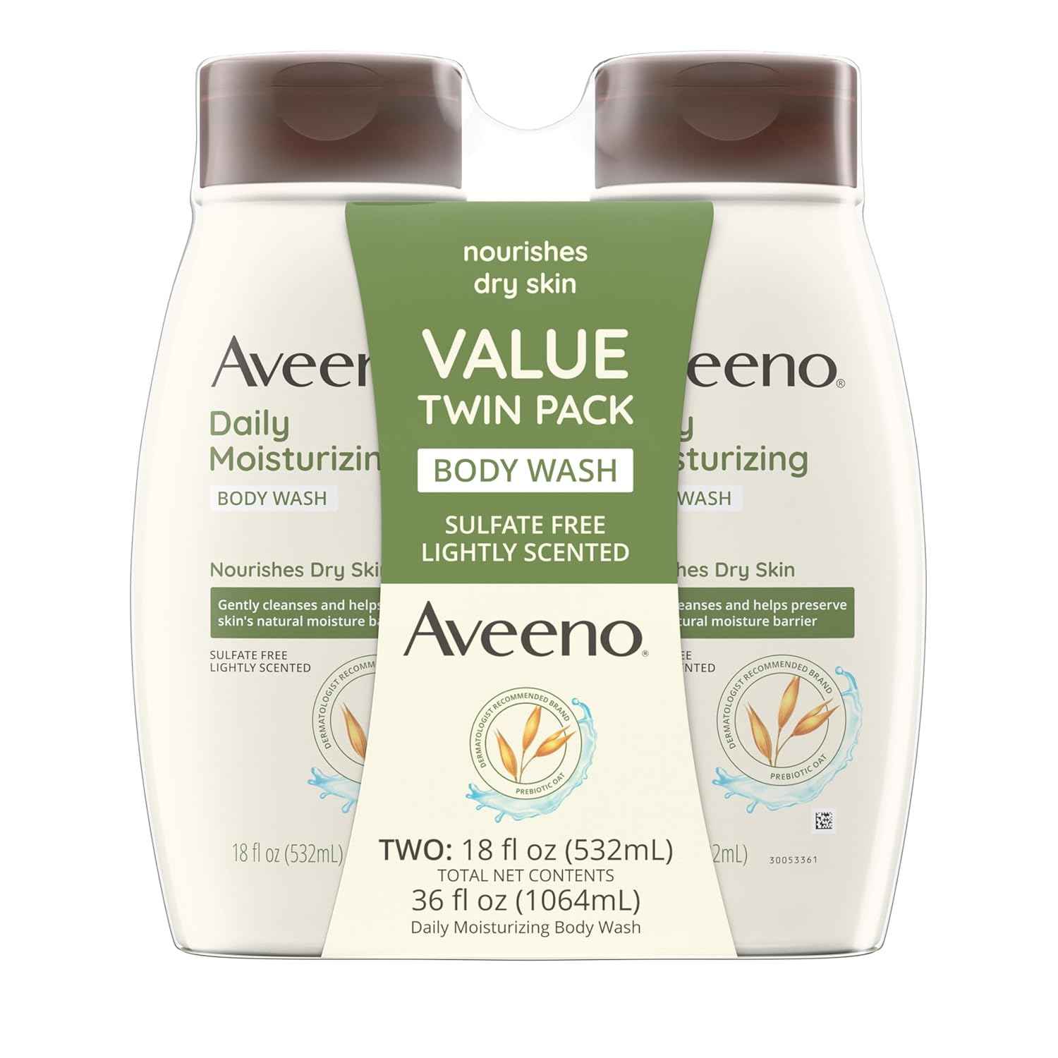 Aveeno Daily Moisturizing Body Wash Cleanser & Shaving Gel for Men & Women, Clean-Rinsing for Softer & Smoother Skin, Gentle & Lightly Scented