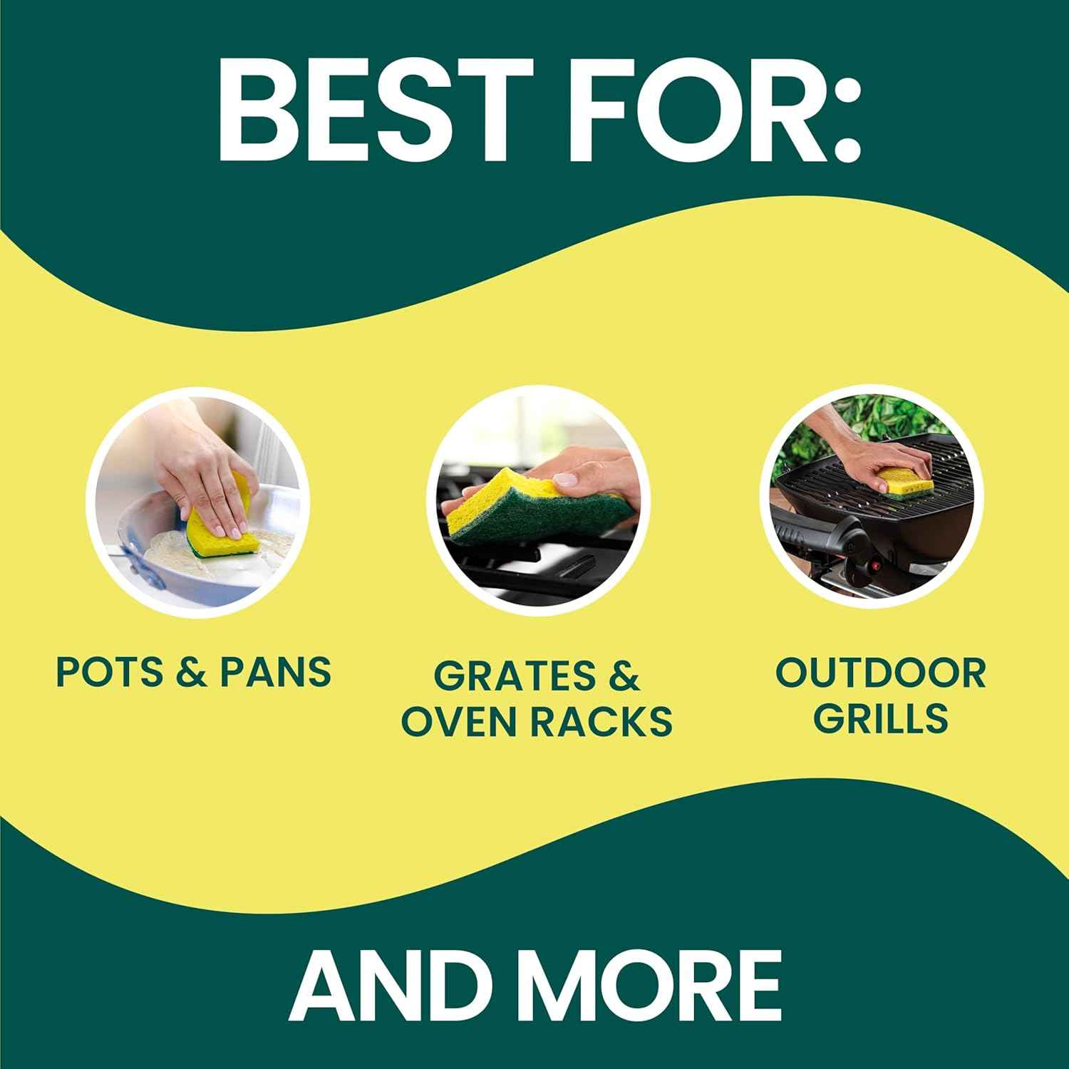 Scotch-Brite Heavy Duty Scrub Sponge, Kitchen Sponges Designed for Tough Messes in the Kitchen that Last 3X Longer*, Best for Cast Iron Skillets and Outdoor Grills, Flexible, Durable, and Strong