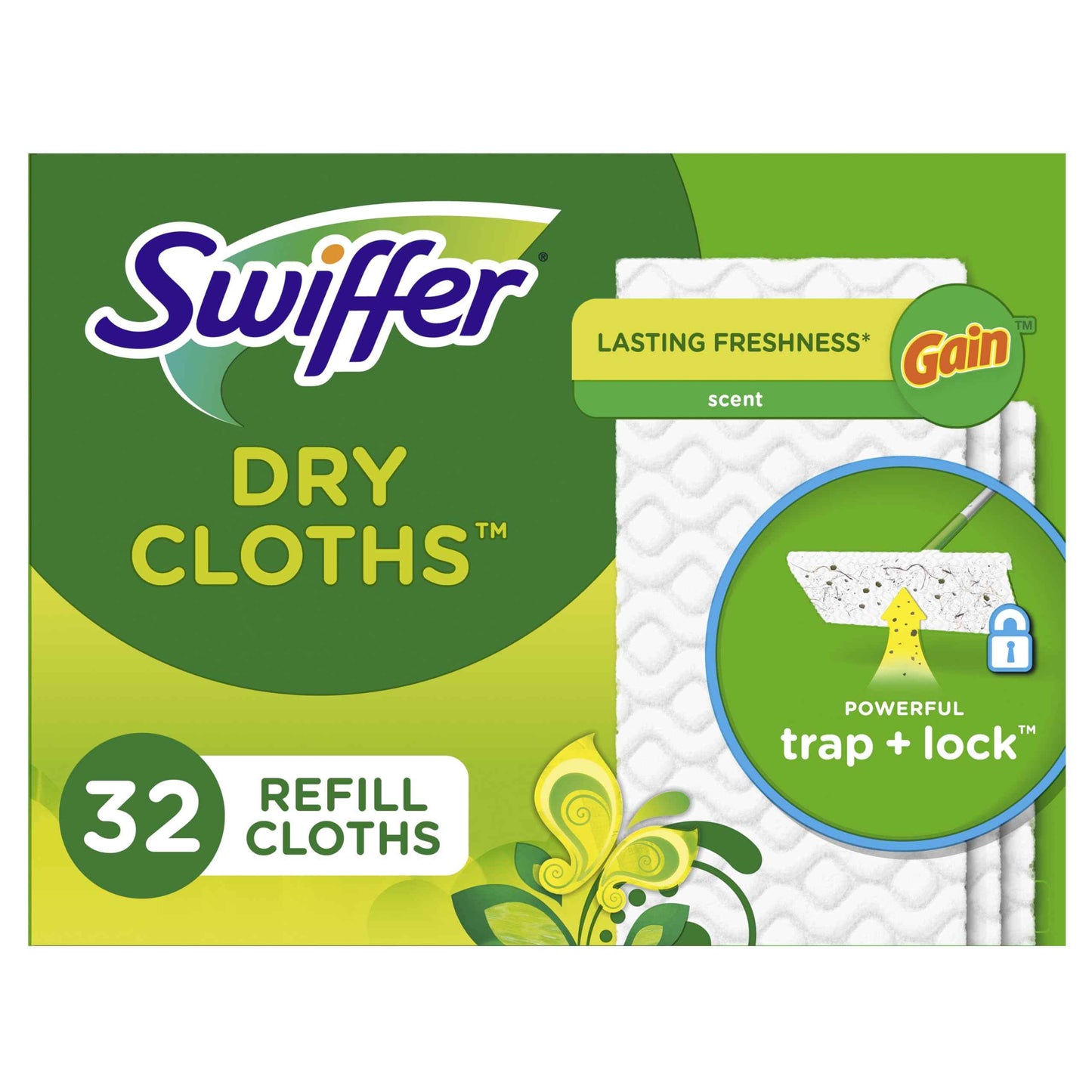 Swiffer Sweep + Mop, Dry Pads Refill, Floor Cleaner for Dirt, Dust, Hair, Cleaning Cloths for Mopping Home, Bathroom, Kitchen, Dust Mop, Floor Duster