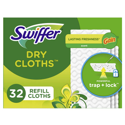 Swiffer Sweep + Mop, Dry Pads Refill, Floor Cleaner for Dirt, Dust, Hair, Cleaning Cloths for Mopping Home, Bathroom, Kitchen, Dust Mop, Floor Duster