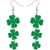 St Patricks Day Accessories Earrings for Women: Green Shamrock Dangle Earrings, Good Luck Shirt, Irish Party Favor Gift