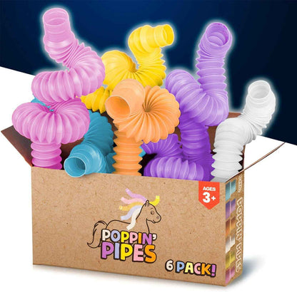 BUNMO Easter Basket Stuffers - Pop Tubes - Fidget Sensory Toys - Creative Learning - Hours of Fun for Kids - Easter Basket Stuffers for Toddler- Tons of Ways to Play - Non-Mouthable 3+