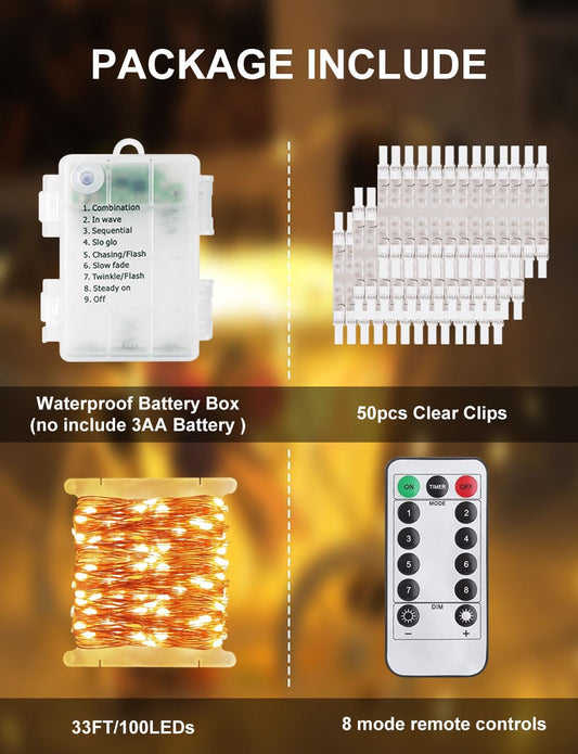 Photo_Clip_String_Lights_with_Remote,_33FT_100_LED_Battery_Operated_String_Lights,_Waterproof_Copper_Wire_Starry_Lights_with_50_Clear_Clips,_Powered_Fairy_Lights_for_Teen_Girl_Gifts_Bedroom_8_Modes