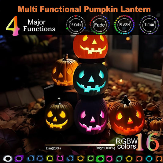 LED_Color_Changing_Pumpkin_Lights_with_Timer_Control,_Colored_Puck_Light_Battery_Operated,_16_Multi_Colors_LED_Cabinet_Light,_Under_Counter_Lights,_Valentine_Day_Holiday_RGB_Decoration_Candles