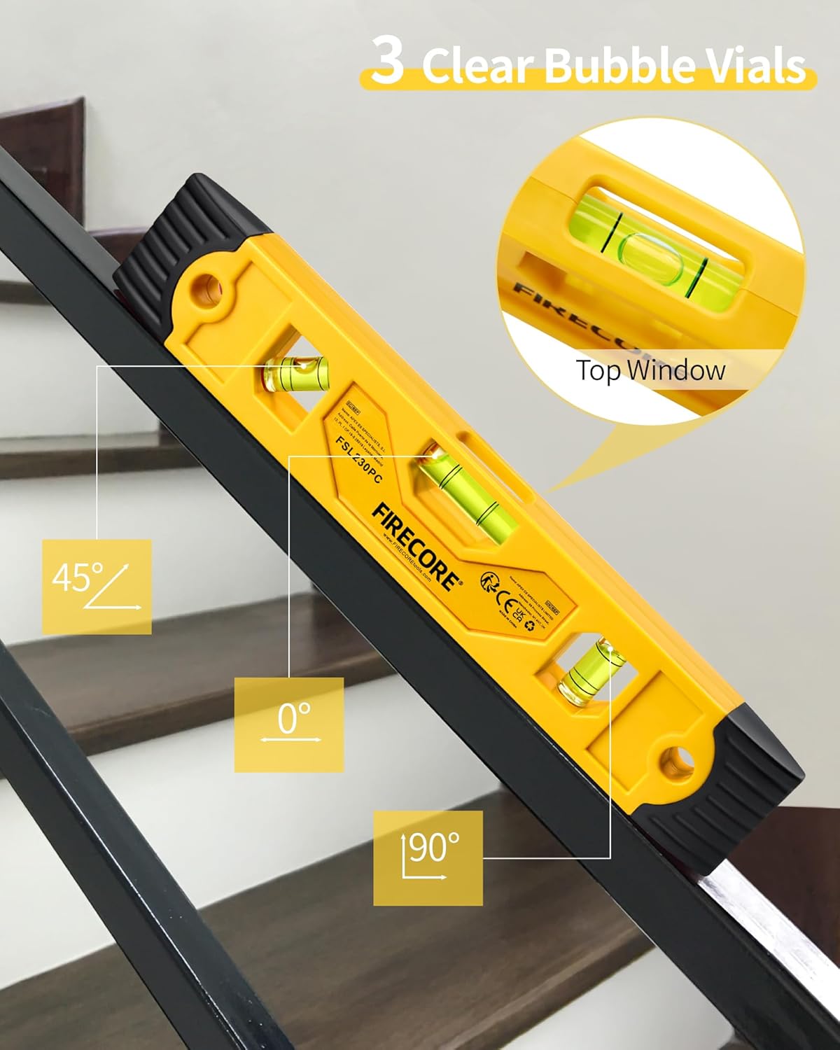Torpedo_Level_Magnetic,_Firecore_9_Inch_Shockproof_Small_Leveler_Tool_with_3_Bubble_Spirit_Level_45_90_180_Degree,_Construction_Levelers_for_Hanging_Pictures_Install_Shelf_Home_Renovation
