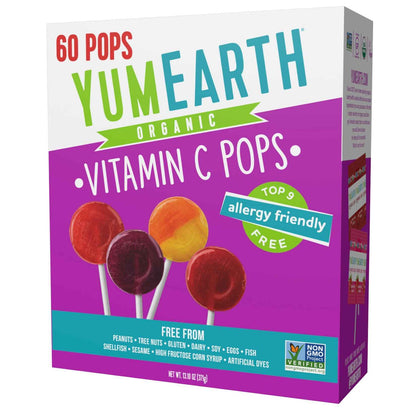 YumEarth Organic Pops, Fruit Flavored Favorites Lollipops, Allergy Friendly, Gluten Free, Non-GMO, Vegan, No Artificial Dyes