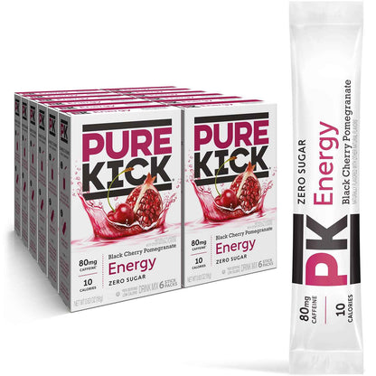 PURE KICK Energy Singles To Go Drink Mix, Includes 12 Boxes with 6 Packets in each Box, 72 Total Packets