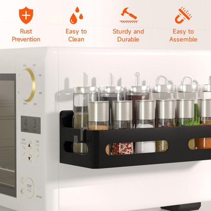 4_Pack_Magnetic_Spice_Rack_for_Refrigerator,_Spice_Rack_Organizer,_Moveable_Magnetic_Shelf_Fridge_Organizer_with_4_Hooks_for_Kitchen_and_Oven_Organization,_Black