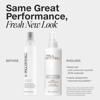 Paul Mitchell Soft Hairspray, Lightweight, Soft Hold + Brushable Finish, For All Hair Types