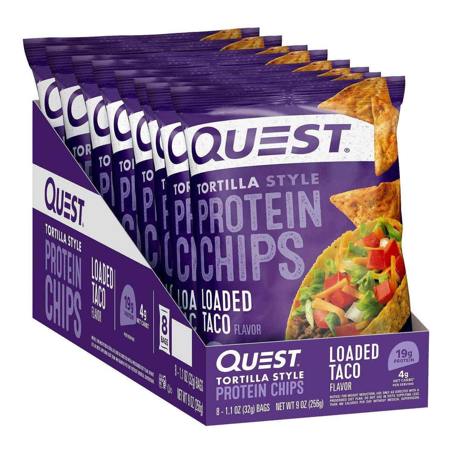 Quest Nutrition Tortilla Style Protein Chips, 20g Protein, 3g Net Carbs, Low Carb, Gluten Free, 1.1 oz