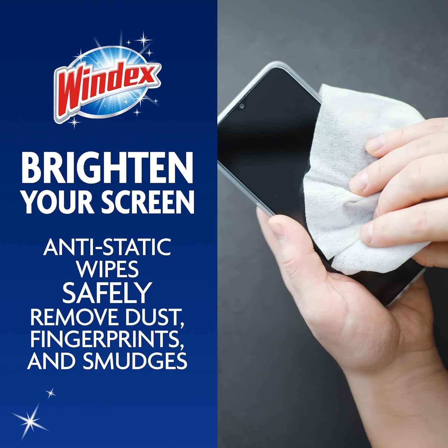 Windex Electronic Cleaning Wipes, Pre-Moistened Screen Wipes for TVs, Phones, and Other Electronics, Resealable for a Freshness Lock, 25 Count
