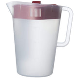 Goodcook 10658 1 Gallon Plastic Straining Pitcher with Square Lid, 3 Strainers, Close No-Spill Design, Dishwasher Safe, Clear & Red - Drinkware, Jugs