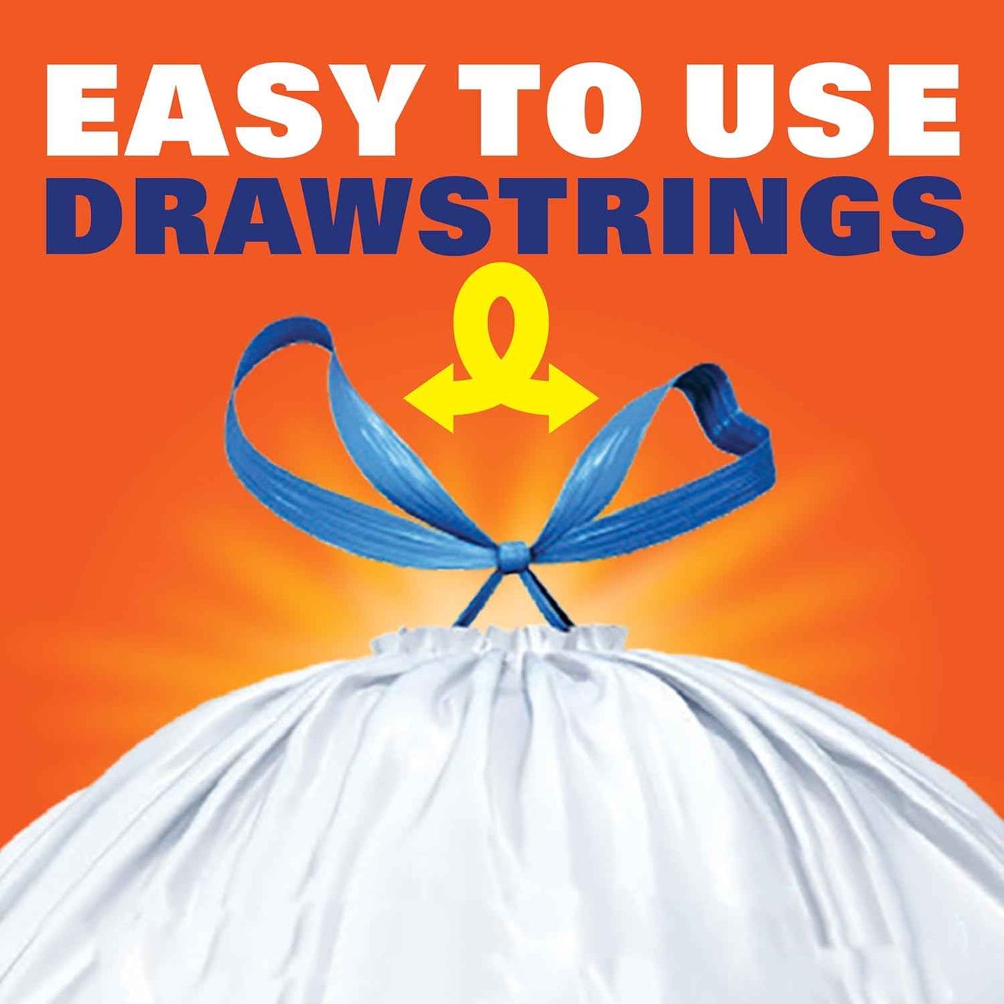Hefty Strong White 13 Gallon Trash Bags with Drawstrings, Unscented Tall Kitchen Trash Bags, Resists Leaks, Punctures, and Tears, Durable Closure
