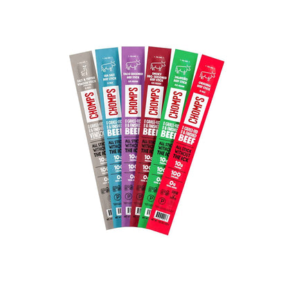 Chomps Trial Pack - Grass-Fed & Finished, Keto, Paleo, Low Carb, Whole30 Approved, Gluten Free, Zero Sugar Food