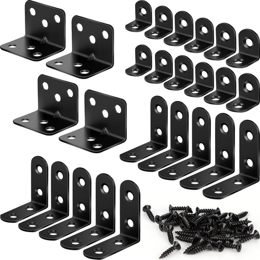 26PCS_L_Bracket_Corner_Brace_Kit,_3_Sizes_Stainless_Steel_L_Brackets_for_Wood_Shelves,_90_Degree_Right_Angle_Bracket,_Black_Metal_Corner_Brackets_for_Furniture_Cabinet_Drawer_Chair_(with_88_Screws)