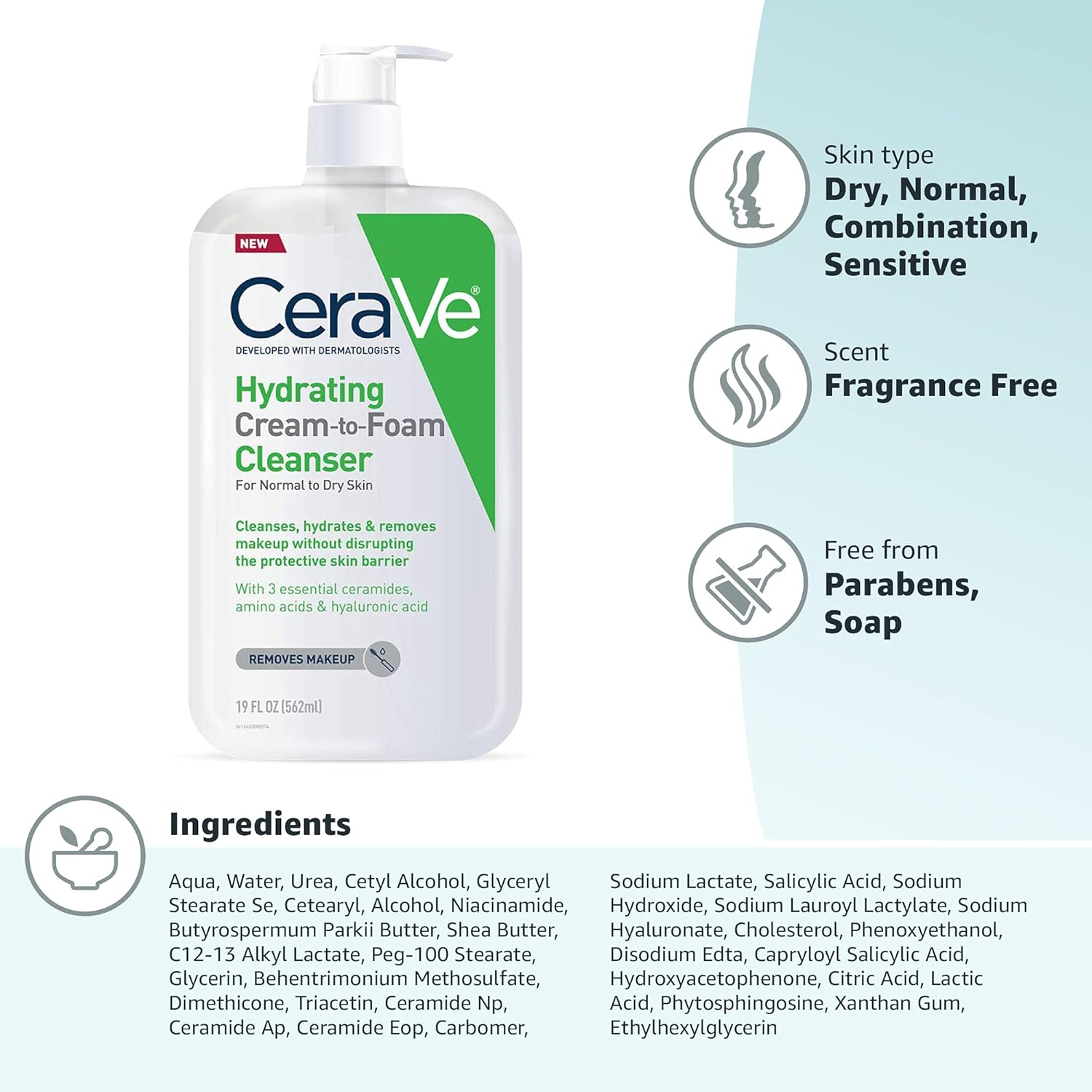 CeraVe_Hydrating_Cream_To_Foam_Cleanser,_Makeup_Remover_Face_Wash_For_Dry_Skin,_Foaming_Facial_Cleanser_With_Hyaluronic_Acid,_Normal_To_Dry_Skin,_Fragrance_Free_&_Non_Comedogenic,_19_Fluid_Ounce