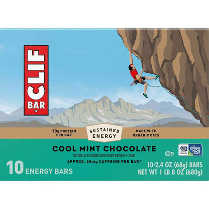 CLIF BAR - Energy Protein Bars - Cool Mint Chocolate with Caffeine - Made with Organic Oats - Energy Bars - Non-GMO