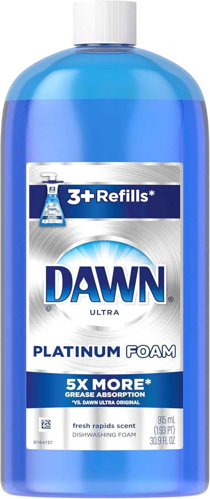 Dawn Dish Soap, Direct Foam Dishwashing Foam, Refill, Fresh Rapids Scent, 30.9 Fluid Oz (Pack of 6)