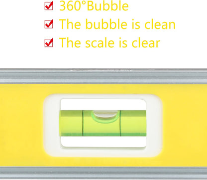 DOWELL_9_Inch_Magnetic_Box_Level_Torpedo_Level,3_Different_Bubbles/45°/90°/180°Measuring_Shock_Resistant_Torpedo_Level