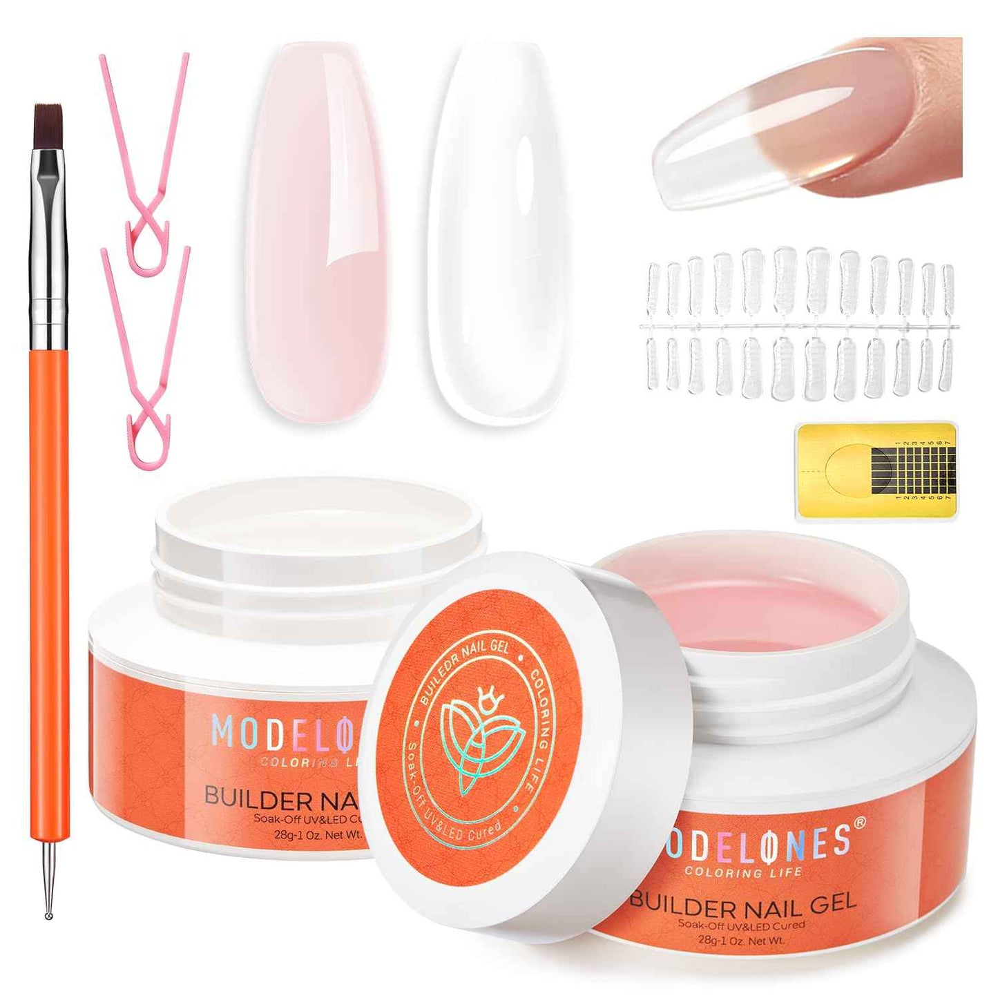 Modelones Nail Art, Sculpting Gel Glue for Molding, Drawing, Charms & Gems Glue, Nail Stuff for Chrome Powder and Rhinestone Design No Wipe, U V Light Cured Salon & DIY Use