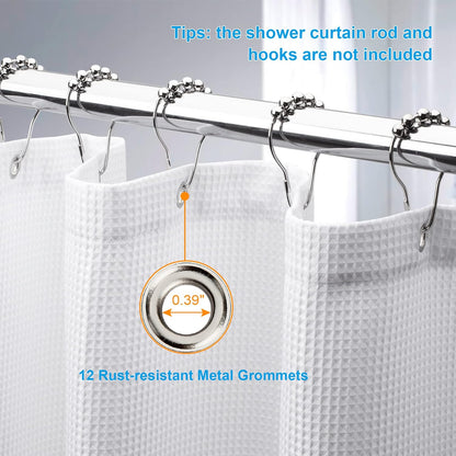 AmazerBath_White_Shower_Curtain_Fabric,_Waffle_Shower_Curtains_for_Bathroom,_Cloth_Shower_Curtain_Heavy_Duty,_Thick_Bathroom_Shower_Curtains_Hotel_Quality,_Premium_Polyester,_72x72_Inches