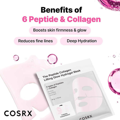 COSRX Pink Collagen Lifting Glow Hydrogel Face Masks Skincare, Collagen Face Mask, Travel Essentials, Overnight Face Mask, Korean SkinCare